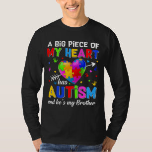 Camiseta Meu Coração Tem Autismo Ele É Meu Irmão Autis