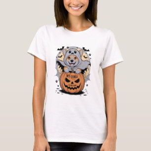 Camiseta Meu Corgi é meu Boo Halloween