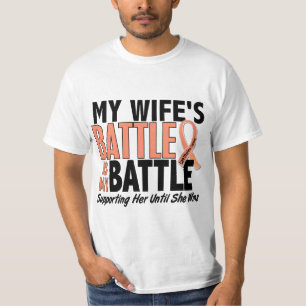 Camiseta Meu da batalha cancer uterina da esposa demasiado