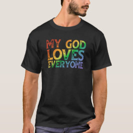 Camiseta Meu Deus Ama Todos (arco-íris, bruto)