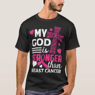 Camiseta Meu Deus É Mais Forte Que A Consciência Do Cancer 