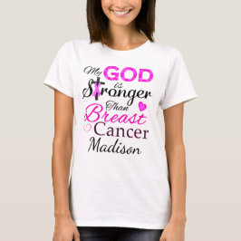 Camiseta Meu DEUS é mais forte que o Cancer da mama