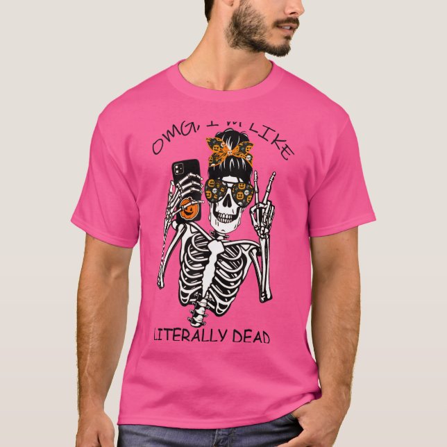 Camiseta Meu Deus, eu sou como Literalmente Morto Pumpkin H (Frente)