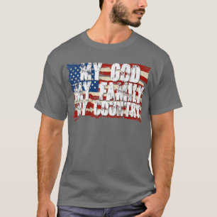 Camiseta Meu Deus Família País Americano Bandeira EUA Patri