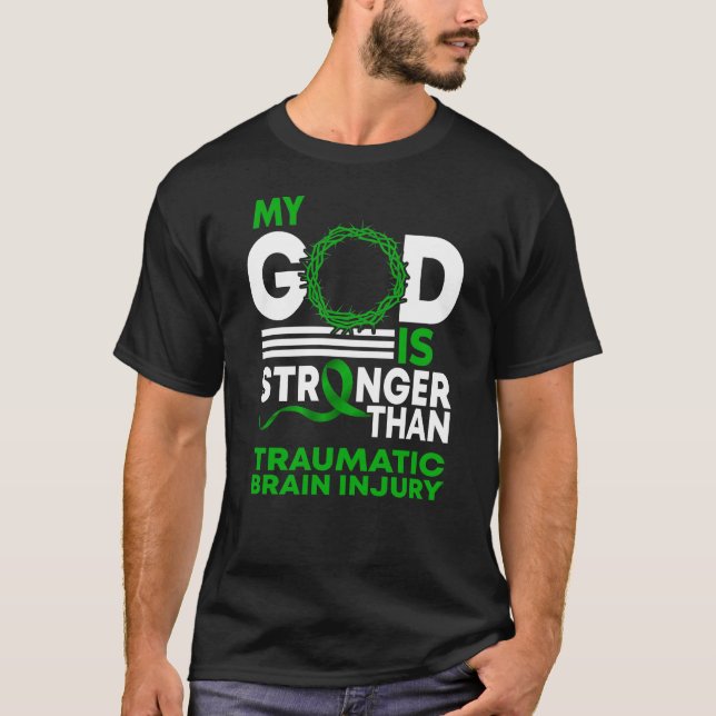 Camiseta Meu Deus Mais Forte Que Danos No Cérebro Traumátic (Frente)