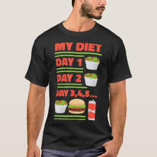 Camiseta Meu Dia da Dieta Um Dia Dois Dias Três Comidas En