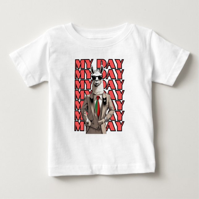 Camiseta Meu dia Llama em Gucci Inspo Red Black Beige Desig (Frente)