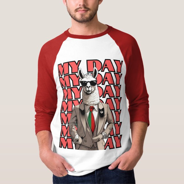 Camiseta Meu dia Llama em Gucci Inspo Red Black Beige Desig (Frente)