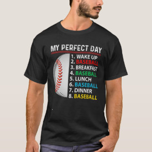 Camiseta Meu Dia Perfeito De Beisebol Dotado Homens Da Vint