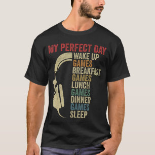 Camiseta Meu Dia Perfeito Gamer Acorda Jogo Video Games Bo