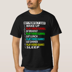 Camiseta Meu Dia Perfeito, Jogar videos games Engraçado Pr