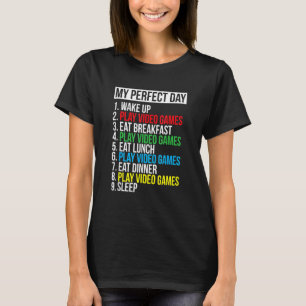 Camiseta Meu Dia Perfeito Videos games Engraçado Jogador Le