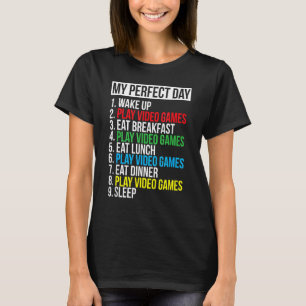 Camiseta Meu Dia Perfeito Videos games Engraçado Jogador Le