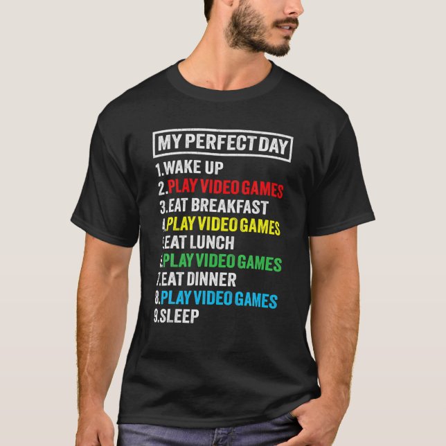 Camiseta Meu Dia Perfeito Videos games Engraçados Gamer Gif (Frente)