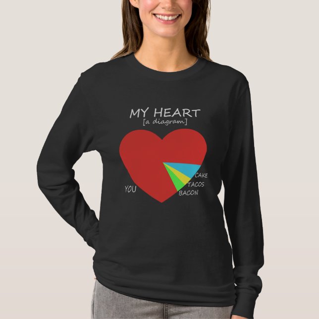 Camiseta Meu Diagrama do Coração com Você, Bacon, Tacos e (Frente)