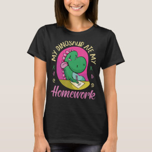 Camiseta Meu Dinossauro Comeu Meu Trabalho De Casa