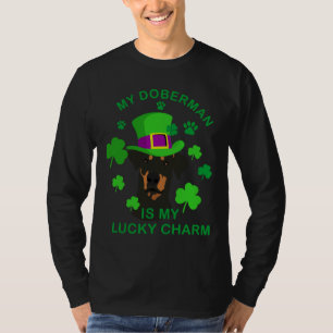Camiseta Meu Doberman É Meu Charme Sortudo