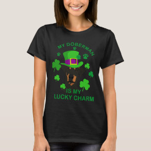 Camiseta Meu Doberman É Meu Charme Sortudo