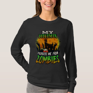 Camiseta Meu Doberman Me Protege De Zombies Engraçado Dober