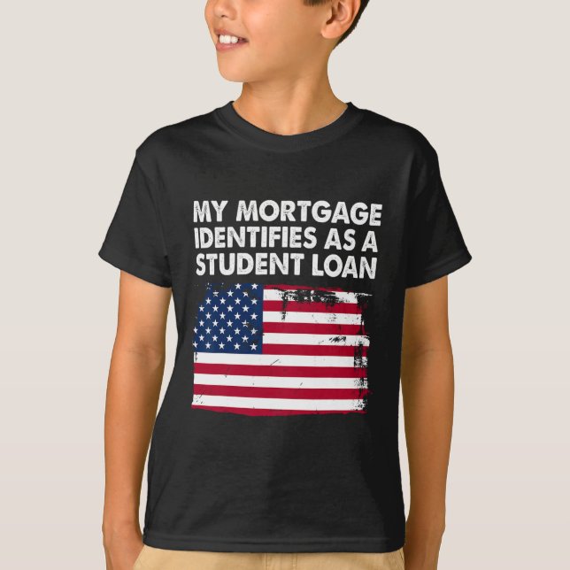 Camiseta Meu Empréstimo Hipotecário Identifica-se como um E (Frente)