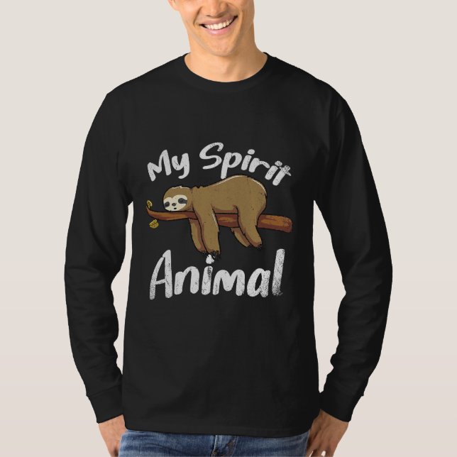 Camiseta Meu Espírito Animal Sloth Nap Sloth Lazy (Frente)