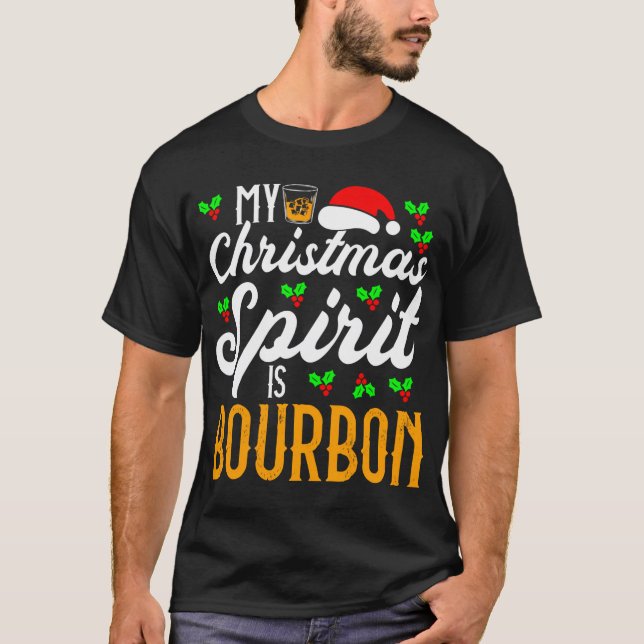 Camiseta Meu Espírito De Natal É Bourbon. Feliz Natal (Frente)