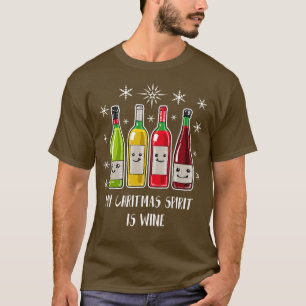 Camiseta Meu Espírito De Natal É Vinho Engraçado Natal T