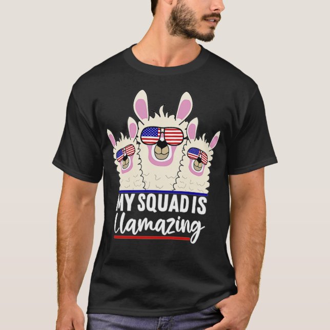 Camiseta Meu Esquadrão É Llaming Llama 4th, melhores amigos (Frente)