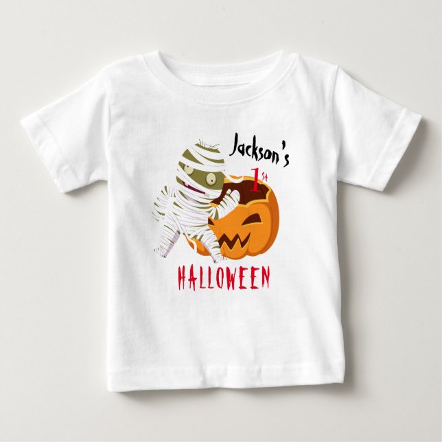 Camiseta Meu Fantasma de Abóbora de 1rua de Halloween Perso (Frente)