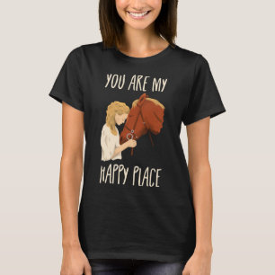 Camiseta Meu Feliz Lugar Cavalo Cavalo Andando Equestre C