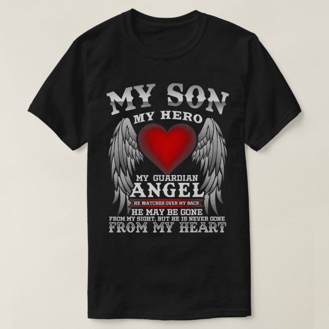Camiseta Meu filho, meu herói, meu anjo guardião em memória (Frente do Design)