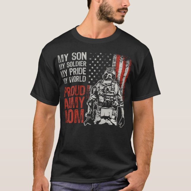 Camiseta Meu Filho Meu Soldado Hero Exército Orgulhoso Mãe  (Frente)