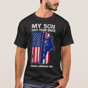 Camiseta Meu Filho Tem Suas Costas Orgulhoso Pai de Lineman