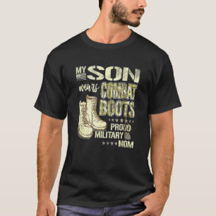 Camiseta Meu Filho Veste Botas de Combate Orgulhosa Mãe Mil