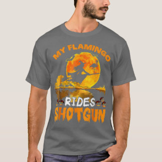 Camiseta Meu Flamingo Rides Feiticeiro Voou Broomstick Bat 