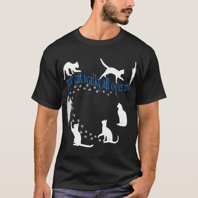 Camiseta Meu gato anda por todas as minhas palavras para fr (Frente)
