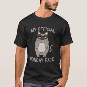 Camiseta Meu Gato de Cara Engraçado na Segunda-feira Oficia