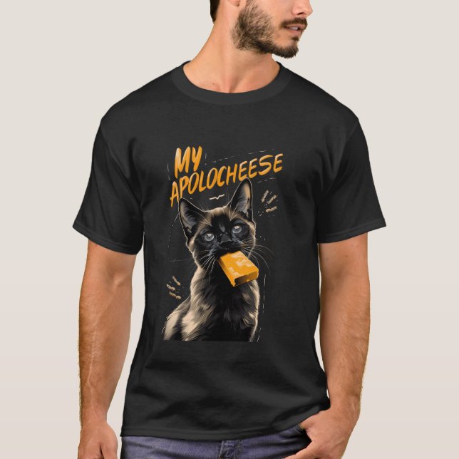 Camiseta Meu Gato de queijo Pun Kitten Siamese Siamese (Frente)