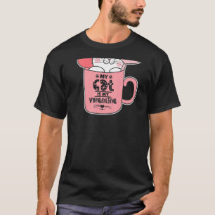 Camiseta Meu Gato é Meu Amor de São Valentim Gato Sorriso