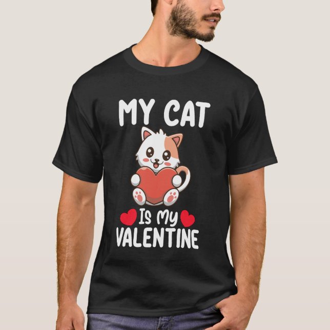 Camiseta Meu Gato É Meu Dia Dos Namorados Engraçado (Frente)