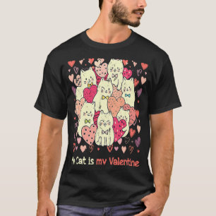 Camiseta Meu Gato É Meu Namorado Gato Amarelo Fofo Corações