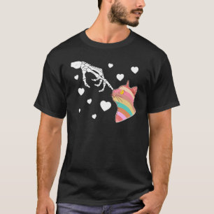 Camiseta Meu gato é meu valentim Mão de Esqueleto Dia dos N