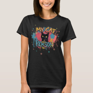 Camiseta Meu Gato É Minha Pessoa Design Neon Grafite