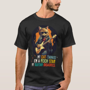 Camiseta Meu Gato é o Rei do Rock'n Roll com guitarra elétr