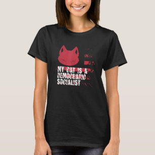 Camiseta Meu Gato É Um Socialista Democrata Meme sarcástic