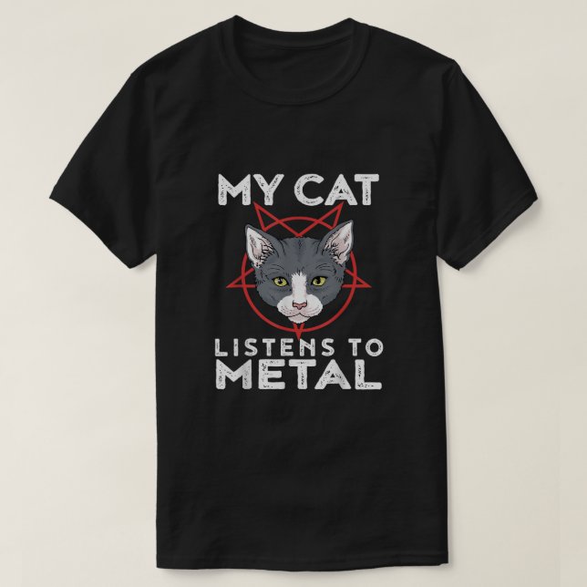 Camiseta Meu Gato Escuta O Metal (Frente do Design)