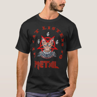 Camiseta Meu gato escuta Pentagrama de Heavy Metal 666