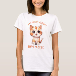 Camiseta Meu Gato Está Chamando Gato Laranja