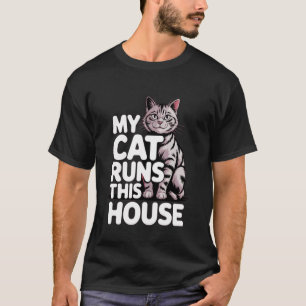 Camiseta Meu Gato Manda Nesta Casa Humor