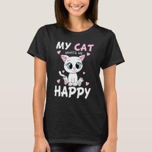 Camiseta Meu Gato Me Faz Feliz Gatinho Fofo Homens Mu
